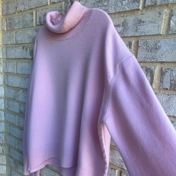 Van Kukil Kashmir Long Sleeve Turtleneck Cashmere Pink Sweater Women's Size M - Picture 7 of 10
